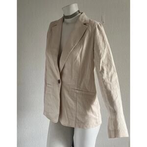 J Crew Linen Blend Blazer Women’s Size 4 Single Button Jacket NWT Natural Color